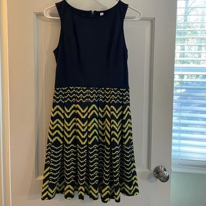 Blue & Yellow Chevron-patterned Dress